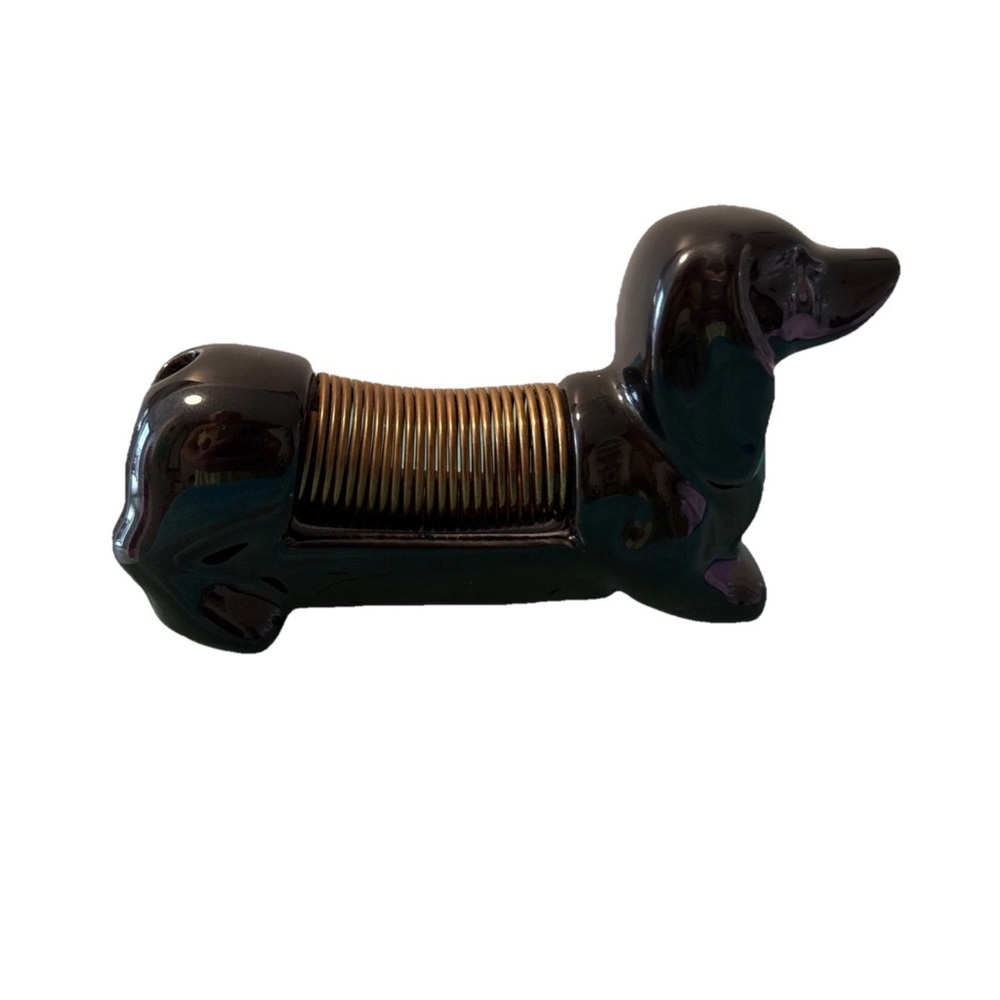 Black Dachshund Dog Ceramic envelope holder vintage